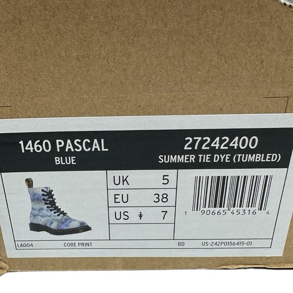Dr. Martens NIB Pascal Blue Summer Tie Dye Lace Up Boots Women's US 7 EU 38 - Picture 13 of 14